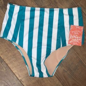 Kortni Jeane teal stripe high waist bottoms